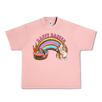 Salmon Happy Easter Bunny And Egg Basket Rainbow Urban Heavy Tee - RanaPortraitStore