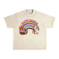 Sandshell Happy Easter Bunny And Egg Basket Rainbow Urban Heavy Tee - RanaPortraitStore