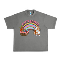 Tornado Happy Easter Bunny And Egg Basket Rainbow Urban Heavy Tee - RanaPortraitStore