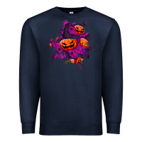 Navy halloween pumpkin patch  3 Premium Sweatshirt - BundleAndBundleShop