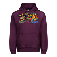 Mauve Wine peace love autism sunflower Urban Hoodie - RacoonDesign