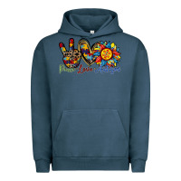 Pigment Midnight Navy peace love autism sunflower Urban Hoodie - RacoonDesign