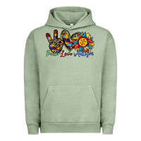 Pigment Oil Green peace love autism sunflower Urban Hoodie - RacoonDesign