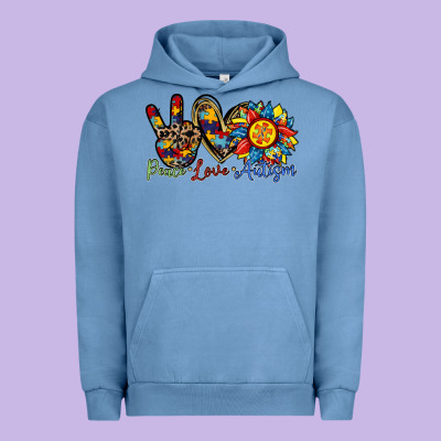 Peace Love Autism Sunflower Urban Hoodie Designed By Racoondesign