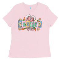 Bubblegum Pink easter  rabbit Ladies Tee - MaliasSmallBusiness