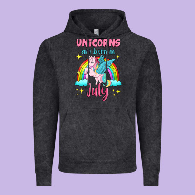 Unicorns Are Born In July Vintage Hoodie Designed By Jasminsmagicworld