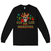 Black Dia De Los Muertos Long Sleeve Tee - texasbilliewilder