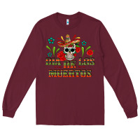 Burgundy Dia De Los Muertos Long Sleeve Tee - texasbilliewilder