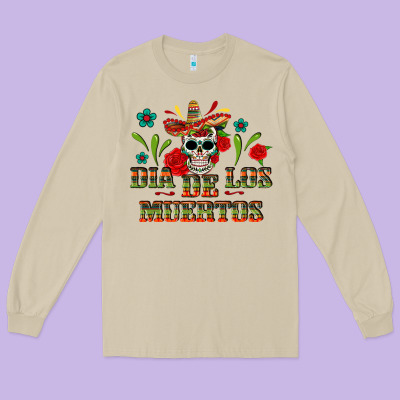 Dia De Los Muertos Long Sleeve Tee Designed By Texasbilliewilder