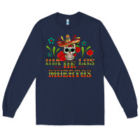 Navy Dia De Los Muertos Long Sleeve Tee - texasbilliewilder