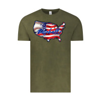 Vintage Olive usa flag baseball Vintage Tee - BarkalooDesign
