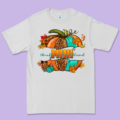 Thankful Grateful Blessed Mini Pumpkin Premium Tee Designed By Nancycooperartshop