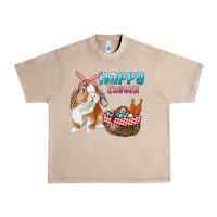 French Oak Happy Easter Bunny And Egg Basket Urban Heavy Tee - RanaPortraitStore