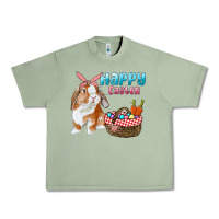 Oil Green Happy Easter Bunny And Egg Basket Urban Heavy Tee - RanaPortraitStore