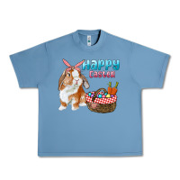 Pebble Blue Happy Easter Bunny And Egg Basket Urban Heavy Tee - RanaPortraitStore