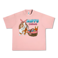 Salmon Happy Easter Bunny And Egg Basket Urban Heavy Tee - RanaPortraitStore