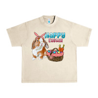 Sandshell Happy Easter Bunny And Egg Basket Urban Heavy Tee - RanaPortraitStore