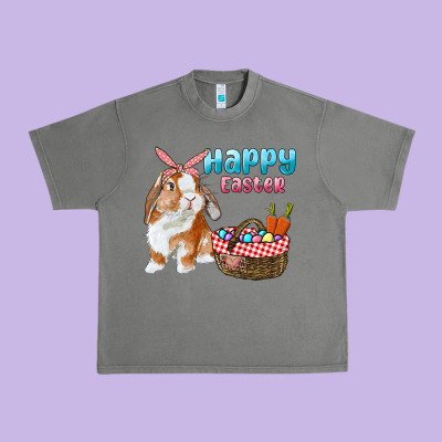 Happy Easter Bunny And Egg Basket Urban Heavy Tee Designed By Ranaportraitstore