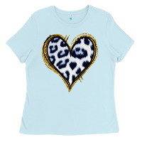 Baby Blue Dalmatians Heart Gold Glitter Ladies Tee - Jasminsmagicworld