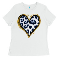 White Dalmatians Heart Gold Glitter Ladies Tee - Jasminsmagicworld