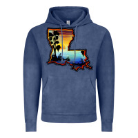 Vintage Denim louisiana  sunset map Vintage Hoodie - BarkalooDesign