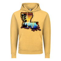 Louisiana  Sunset Map Vintage Hoodie | Teevron