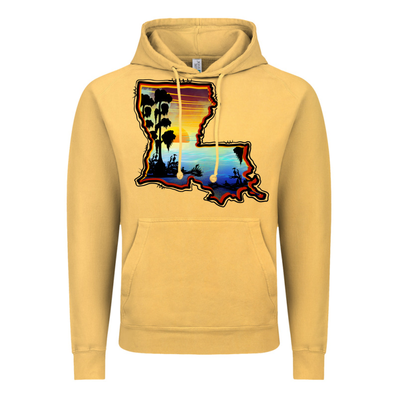 Louisiana  Sunset Map Vintage Hoodie by BarkalooDesign | Teevron