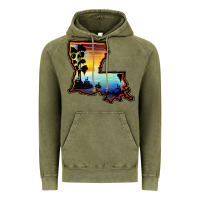 Vintage Olive louisiana  sunset map Vintage Hoodie - BarkalooDesign