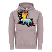 Vintage Zinc louisiana  sunset map Vintage Hoodie - BarkalooDesign