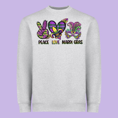 Peace Love Mardi Gras Heavyweight Sweatshirt Designed By Cowgirlartshop