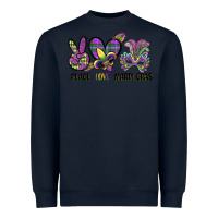 Navy peace love mardi gras Heavyweight Sweatshirt - CowGirlArtShop
