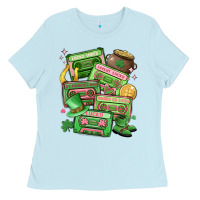 Baby Blue st patrick's day cassette tapes Ladies Tee - MaliasSmallBusiness