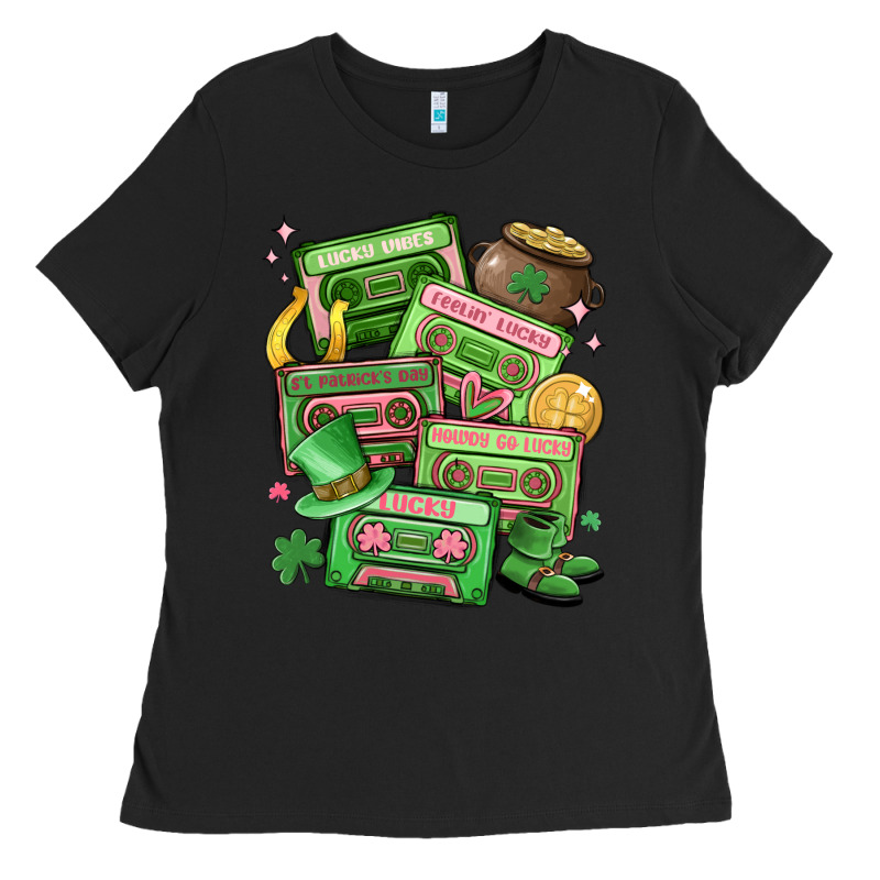 St Patrick's Day Cassette Tapes Ladies Tee by MaliasSmallBusiness | Teevron