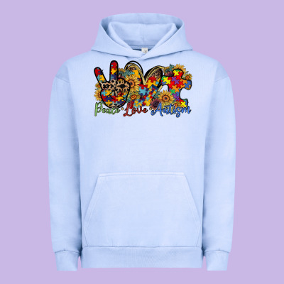 Peace Love Autism Urban Hoodie Designed By Racoondesign