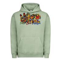 Pigment Oil Green peace love autism Urban Hoodie - RacoonDesign