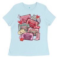 Baby Blue valentines day cassette tapes Ladies Tee - MaliasSmallBusiness