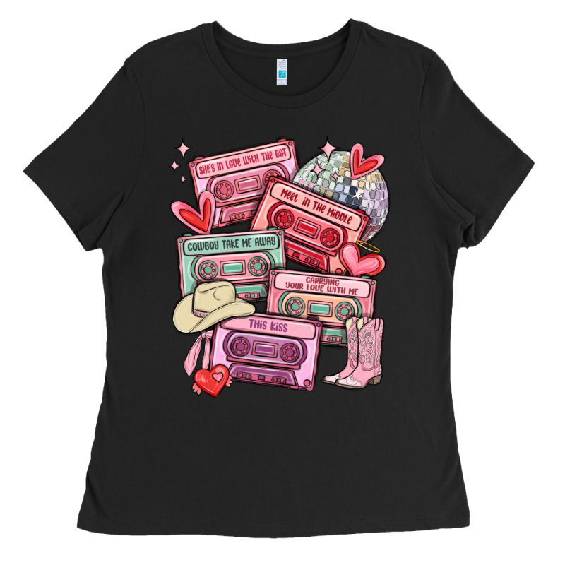 Valentines Day Cassette Tapes Ladies Tee by MaliasSmallBusiness | Teevron