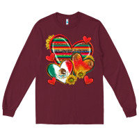 Burgundy Mexican Hearts Long Sleeve Tee - texasbilliewilder