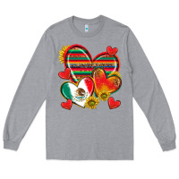 Heather Grey Mexican Hearts Long Sleeve Tee - texasbilliewilder