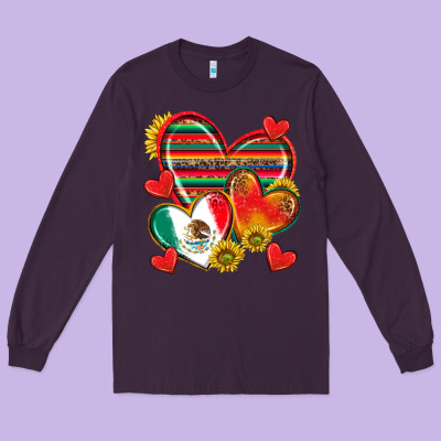 Mexican Hearts Long Sleeve Tee Designed By Texasbilliewilder