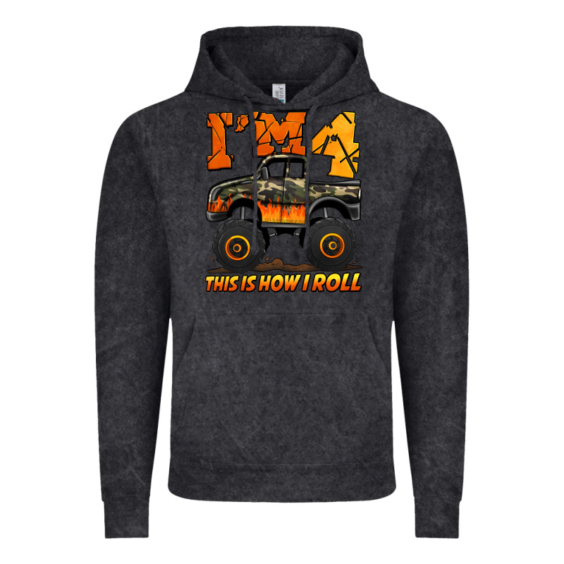 I'm Four This Is How I Roll Monster Truck Birthday Vintage Hoodie by Jasminsmagicworld | Teevron