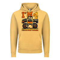 Vintage Mustard i'm four this is how i roll monster truck birthday Vintage Hoodie - Jasminsmagicworld