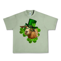 Oil Green st. patrick's day goat clovers and leprechaun hat Urban Heavy Tee - RanaPortraitStore
