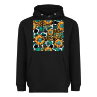 Black gemstone sunflower leopard seamless pattern Heavyweight Hoodie - BundleAndBundleShop