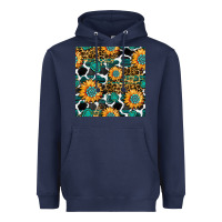 Navy gemstone sunflower leopard seamless pattern Heavyweight Hoodie - BundleAndBundleShop