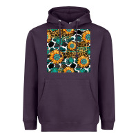Plum gemstone sunflower leopard seamless pattern Heavyweight Hoodie - BundleAndBundleShop