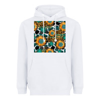 White gemstone sunflower leopard seamless pattern Heavyweight Hoodie - BundleAndBundleShop