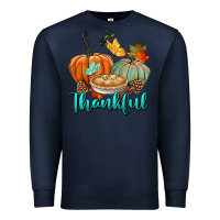 Navy thankful pumpkins Premium Sweatshirt - BundleAndBundleShop