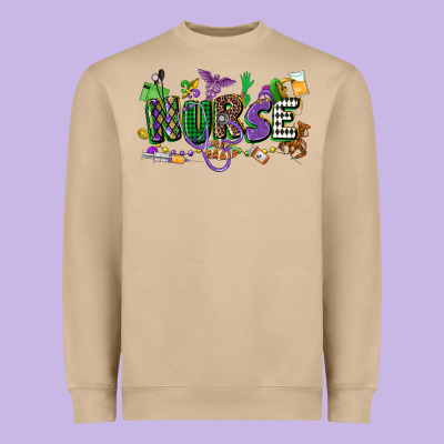 Nurse Mardi Gras Heavyweight Sweatshirt Designed By Cowgirlartshop