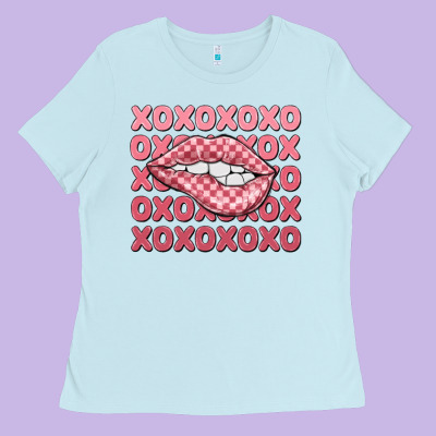 Xoxo Checker Lips Ladies Tee Designed By Maliassmallbusiness